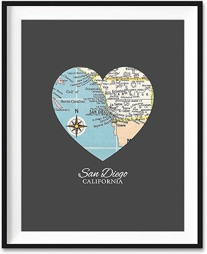 Miniatura 5 de San Diego Map Heart Print, Unframed, Wall and Home Decor, 8x10 Inches