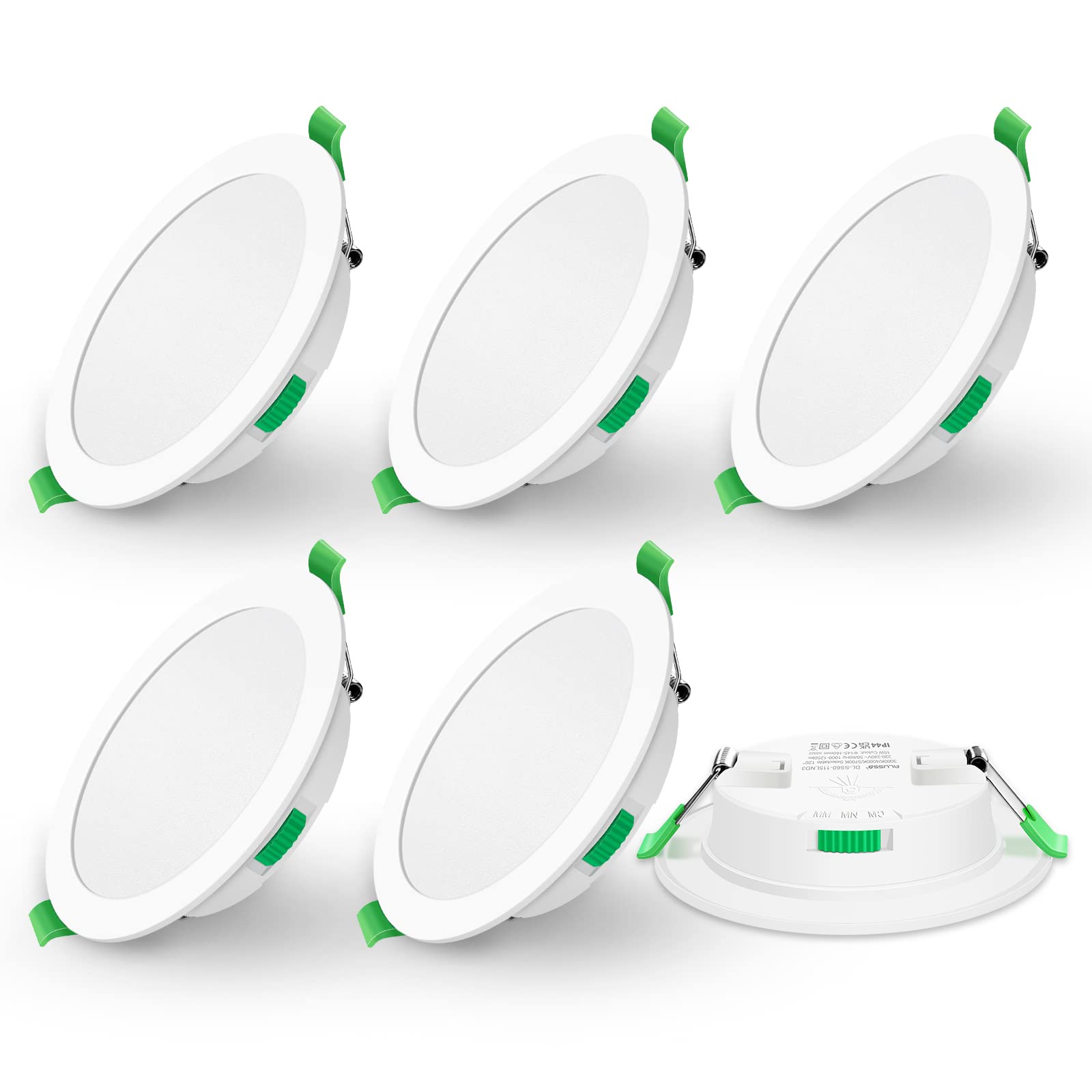 LED Einbaustrahler Ultra Flach 15W 230V, Dimmbar LED Deckenspots 1200lm, Warmweiß 3000K Neutralweiß 4000K Kaltweiß 5700K Einbauleuchten IP44 für Badezimmer, 6er Set