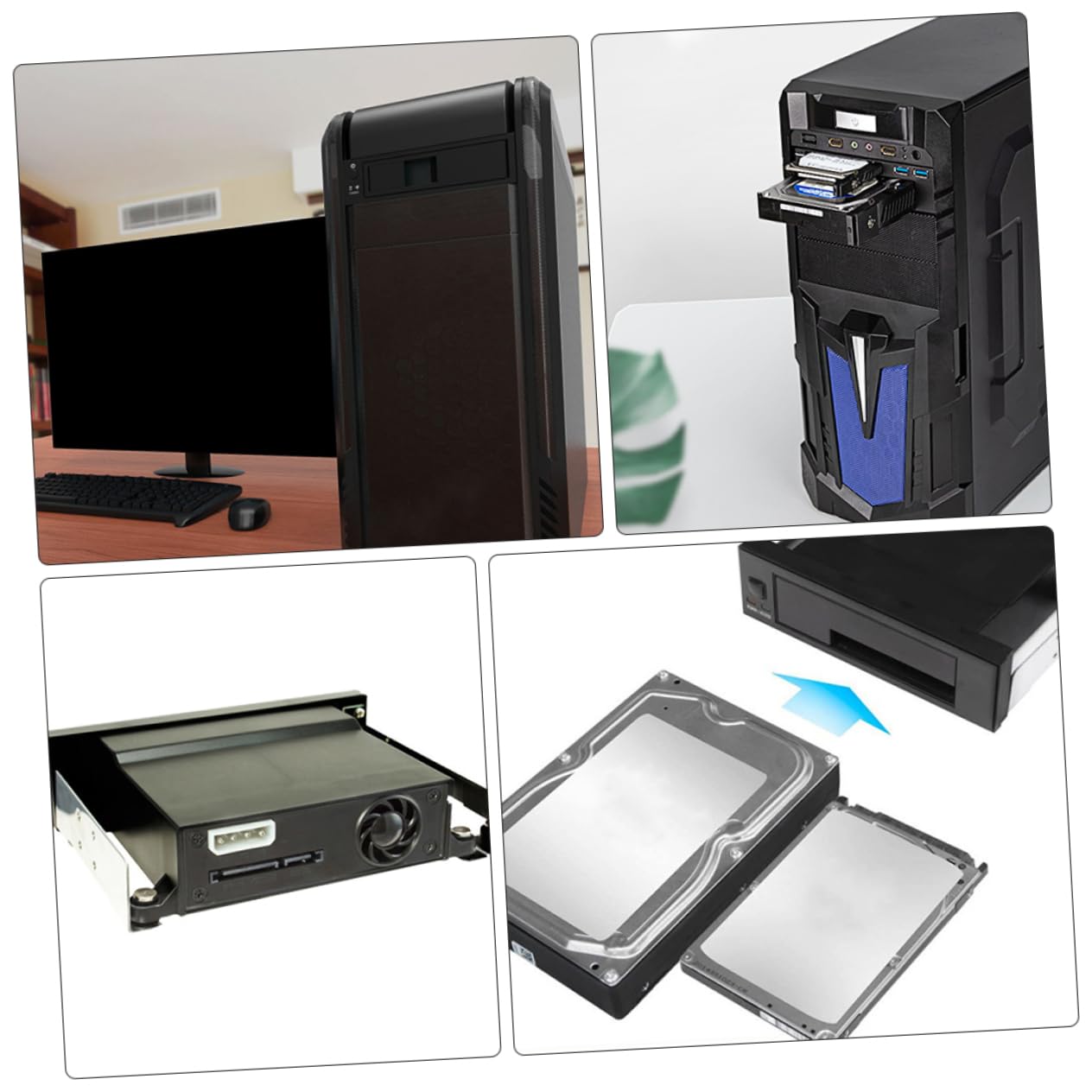 Kit de Montaje de Disco Duro Interno de 5, 25 Pulgadas Negro | Soporte para Unidades de 2, 5 y 3, 5 Pulgadas, Acero Inoxidable y Plástico, Instalación sin Tornillos