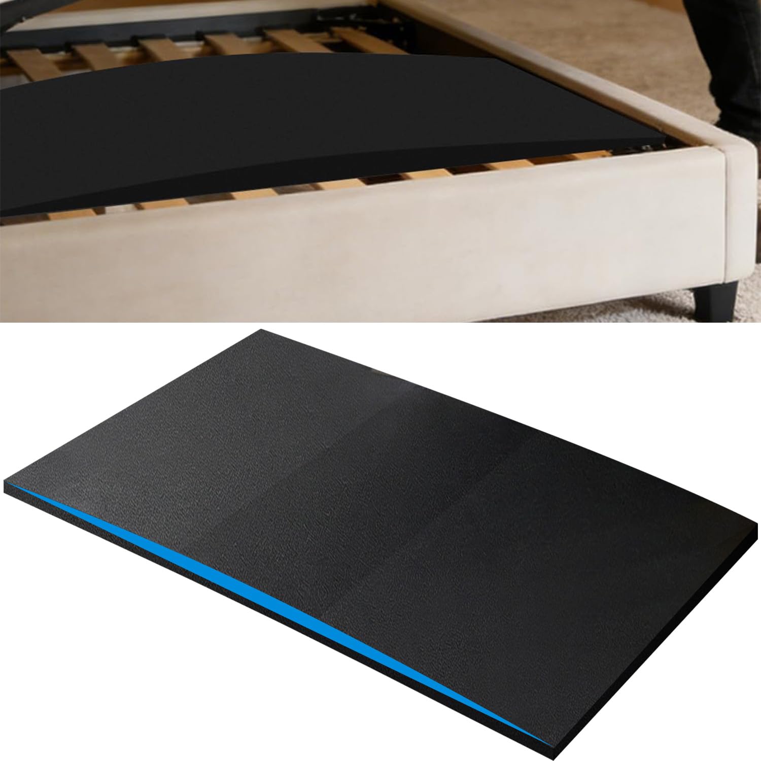 Support de matelas affaissé pour réparer les lits qui coulent - Coussin en mousse haute densité - 120 x 60 x 5 cm - Noir - Support trapézoïdal sous le matelas - Planches de support découpables