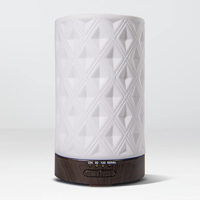 Earnest Living Essential Oil Diffuser for Home White Ceramic Aromatherapy Diffuser 100ml Timers Night Lights and Auto Off Function Essential Oils for Diffusers for Home Electric Aroma Diffuser Office