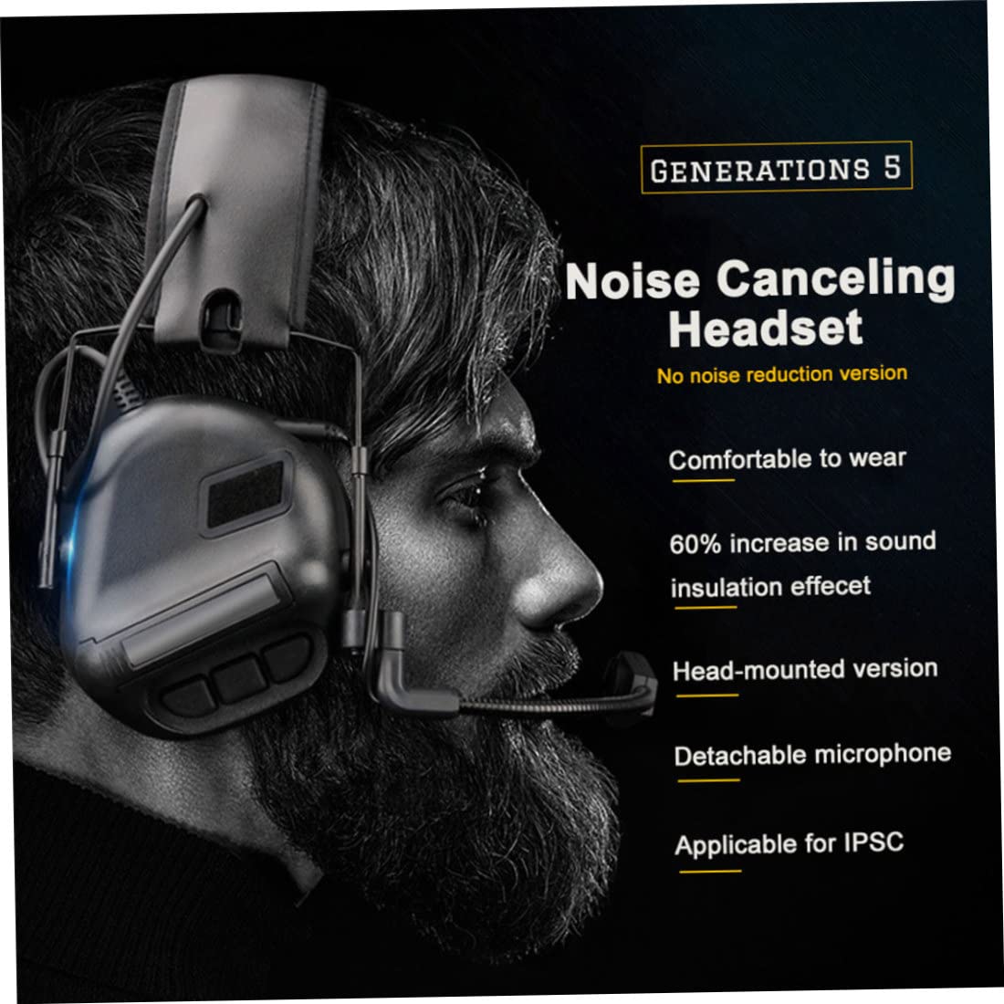 Orejeras electrónicas Reducción de Ruido Protectores auditivos Protección auditiva Auriculares antirruido con micrófono para Mujeres y Hombres Negro