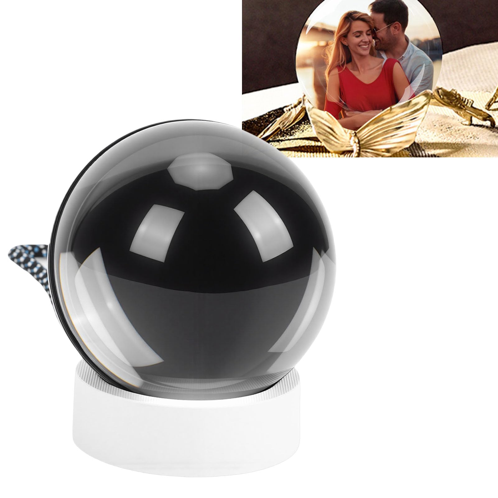 RIZGHWOY Lampada a Sfera di Memoria, Luce Notturna con Sfera di Cristallo 3D da 2,76 Pollici con Immagini Fluttuanti, Video Caricabili Foto Musica, per Regalo di Compleanno