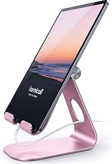 Lamicall Tablet Stand, Adjustable Tablet Holder - Desktop Stand Dock Compatible with New 2024 iPad Pro 9.7, 10.5, 11, 12.9, 13, iPad Air mini 2 3 4 5 6, Switch, Samsung Tab, other Tablets - Rose Gold