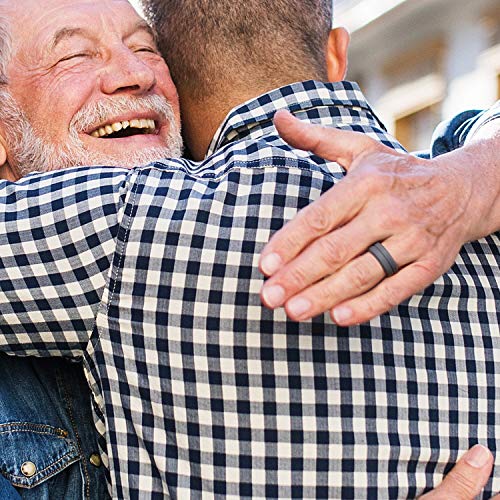 Roq Silicone Rubber Wedding Ring For Men, Comfort Fit, Men's Wedding Band, Breathable Rubber Engagement Band, 8Mm Wide 2Mm Thick, Engraved Duo Middle Line, 6 Pack, Black, Silver, Grey, Dark Blue, Orange, Light Blue, Size 12 #TOP3