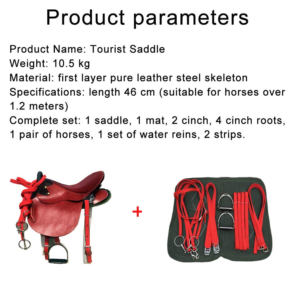 Cavallo da Sella Turisti con Maniglie con Sella in Cuoio Sella Esercito Sella Cavallo da Sella Completo Forniture Equestri,Brown