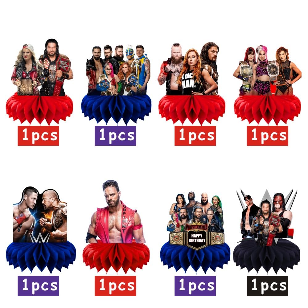 8Pcs Wresting Table Centerpiece Birthday Party Supplies Table Decorations for Wresting Themed Party Decorations