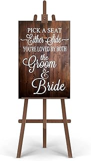 Rustic Wooden Signs Pick a Seat Not A Side Sign You Are Loved by the Groom and Bride, Wedding Signs Wall Art Decor Kitchen Cafe Pub Decor Gift 16x12 INCH