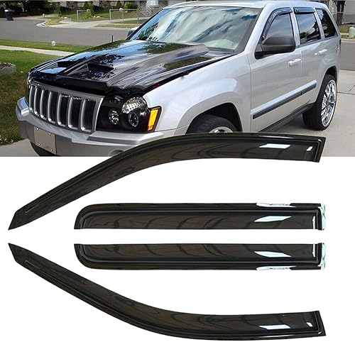 Vista 25 de Juego de 2 protectores de lluvia originales, deflectores de ventana de montaje exterior, viseras laterales de buen aspecto compatibles con Jeep TJ