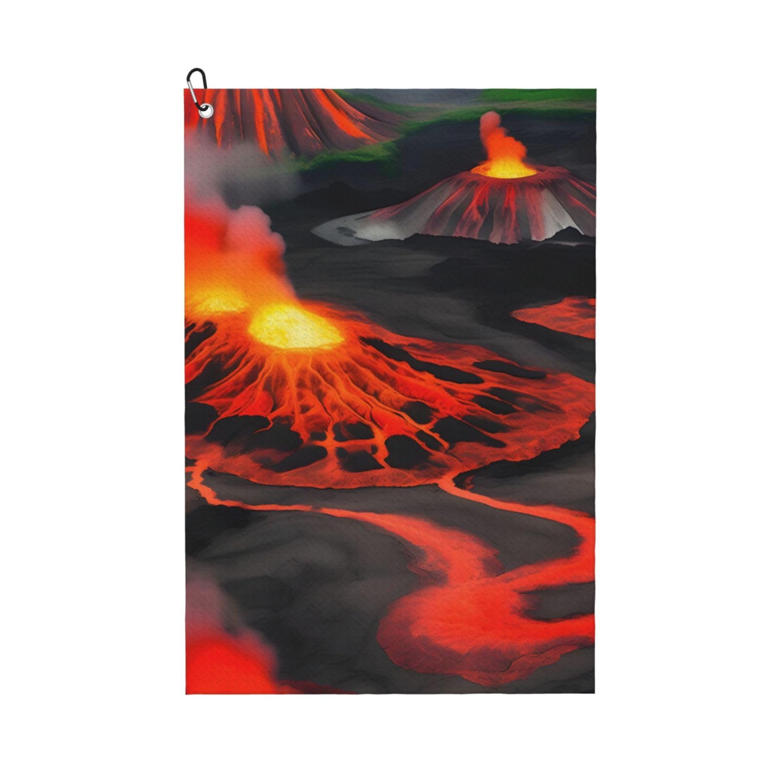 aacxzff Quick-Drying Microfiber Kilauea Volcanos Print Golf Towel with Integrated Carabiner Clip for Unisex 16x24in