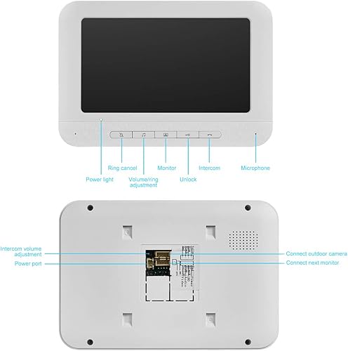 Miniatura 6 de AMOCAM Sistema de video portero, monitor de 7 pulgadas, kit de timbre de puerta de video con cable, cámara IR para interiores y exteriores,