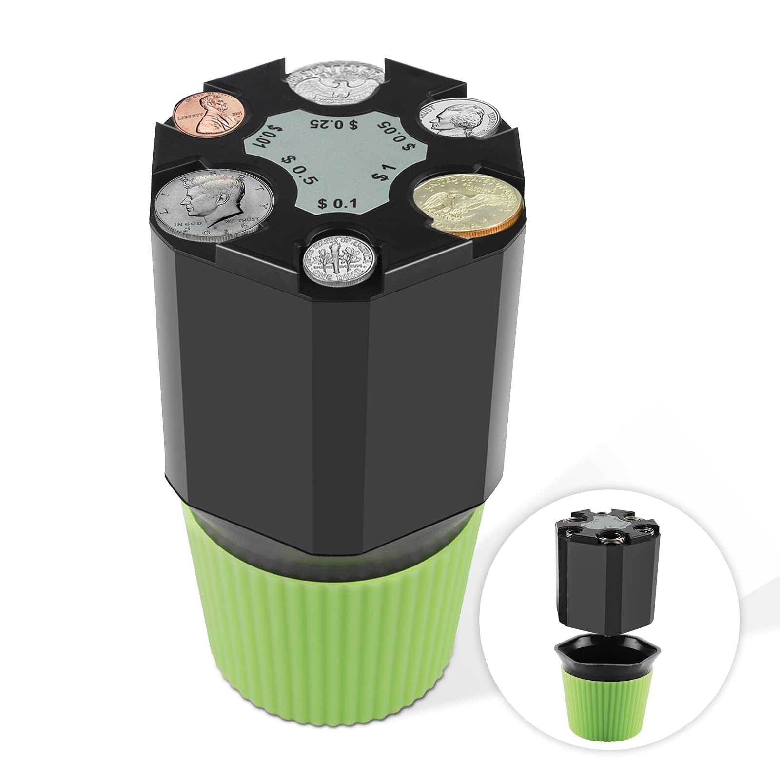 Coin Holder for Car,Lefree 2 Layers Design Car Coin Organizer,Bigger Capacity,Sorting All 6 Kinds of Coins,as Valentines Day Gifts for him,her,Kids Friends Adults