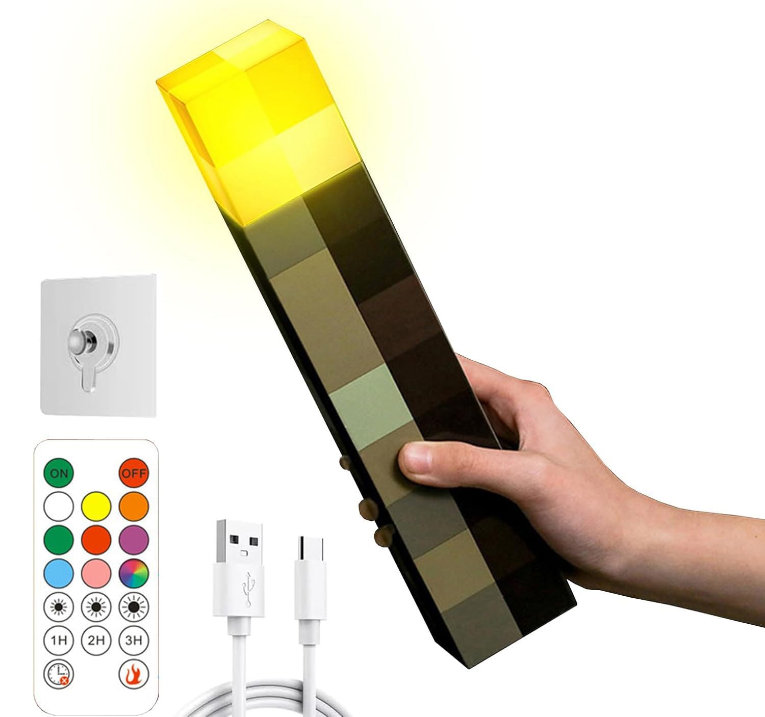 LED Fackel Wall Lampe 28cm V2 mit Fernbedienung, 8 Farben & Flammeneffekt