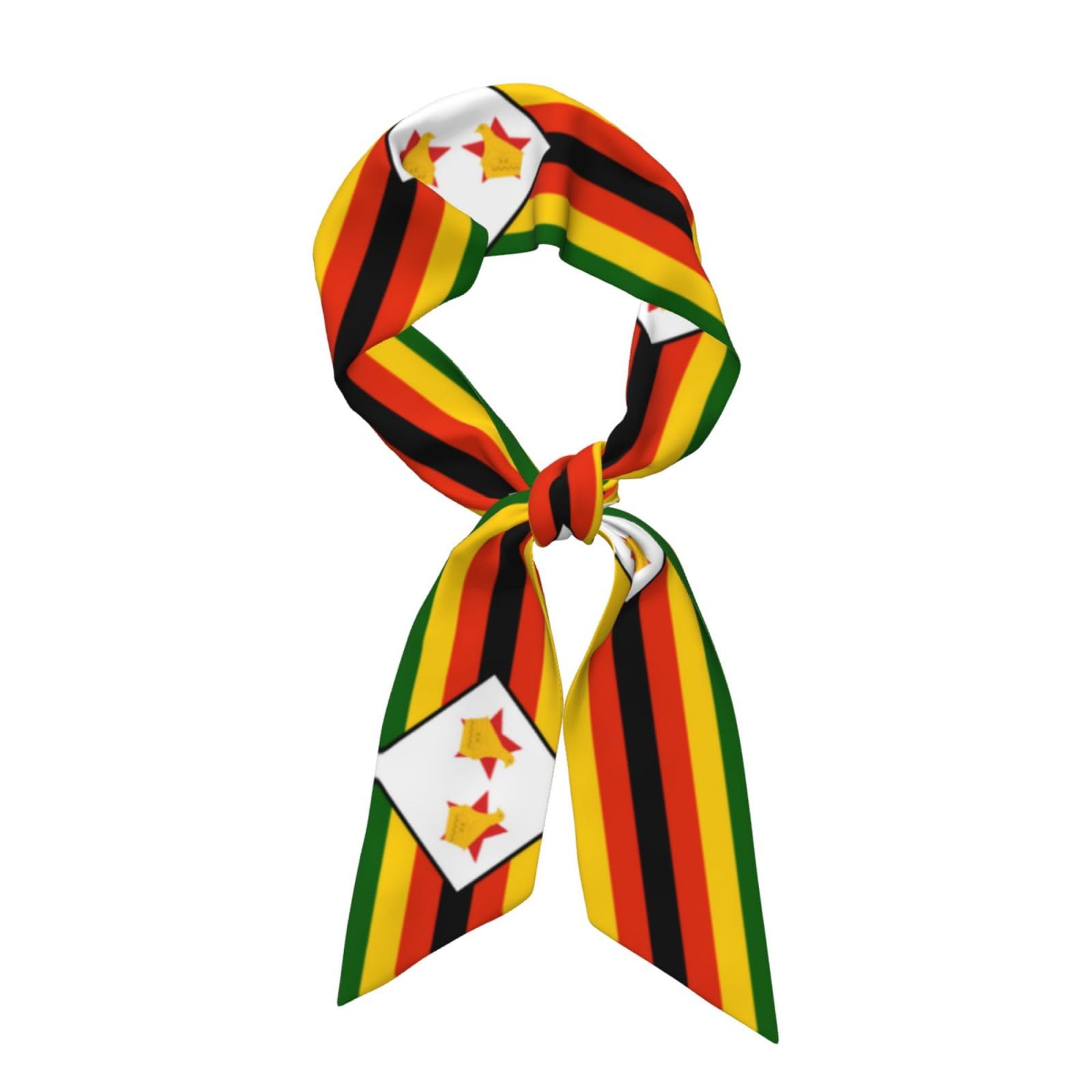 WZYWHJ Flag of Zimbabwe Pattern Women's long strip silk scarf, soft and silky satin headscarf