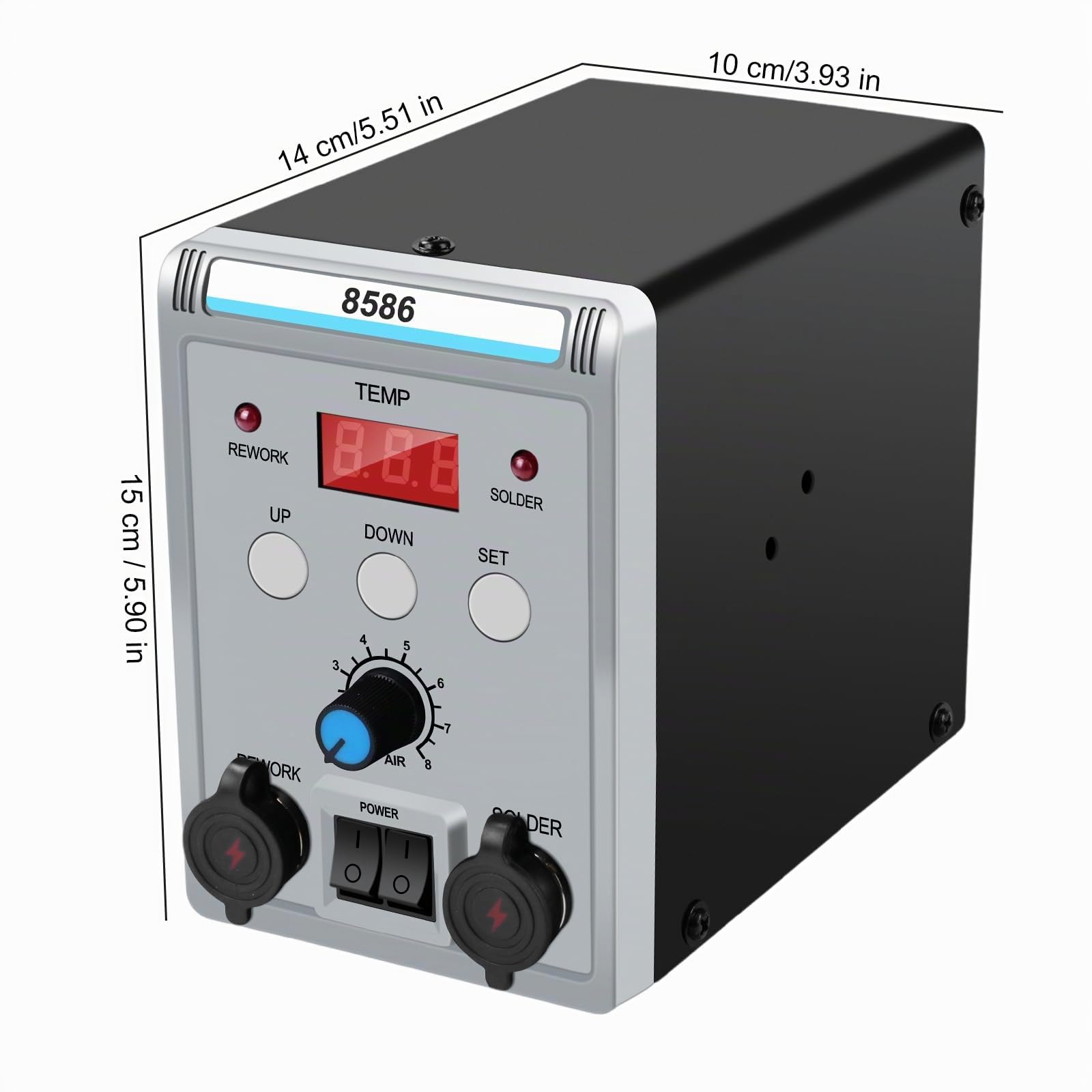 Station De Soudage à Air Chaud +Fer, 700W 2 En 1 Station De Soudage Et De Fer à Souder à Air Chaud Station De Dessoudage, 8586 Station Air Chaud Smd Rework Station Pour Soudure Et Dessoudage