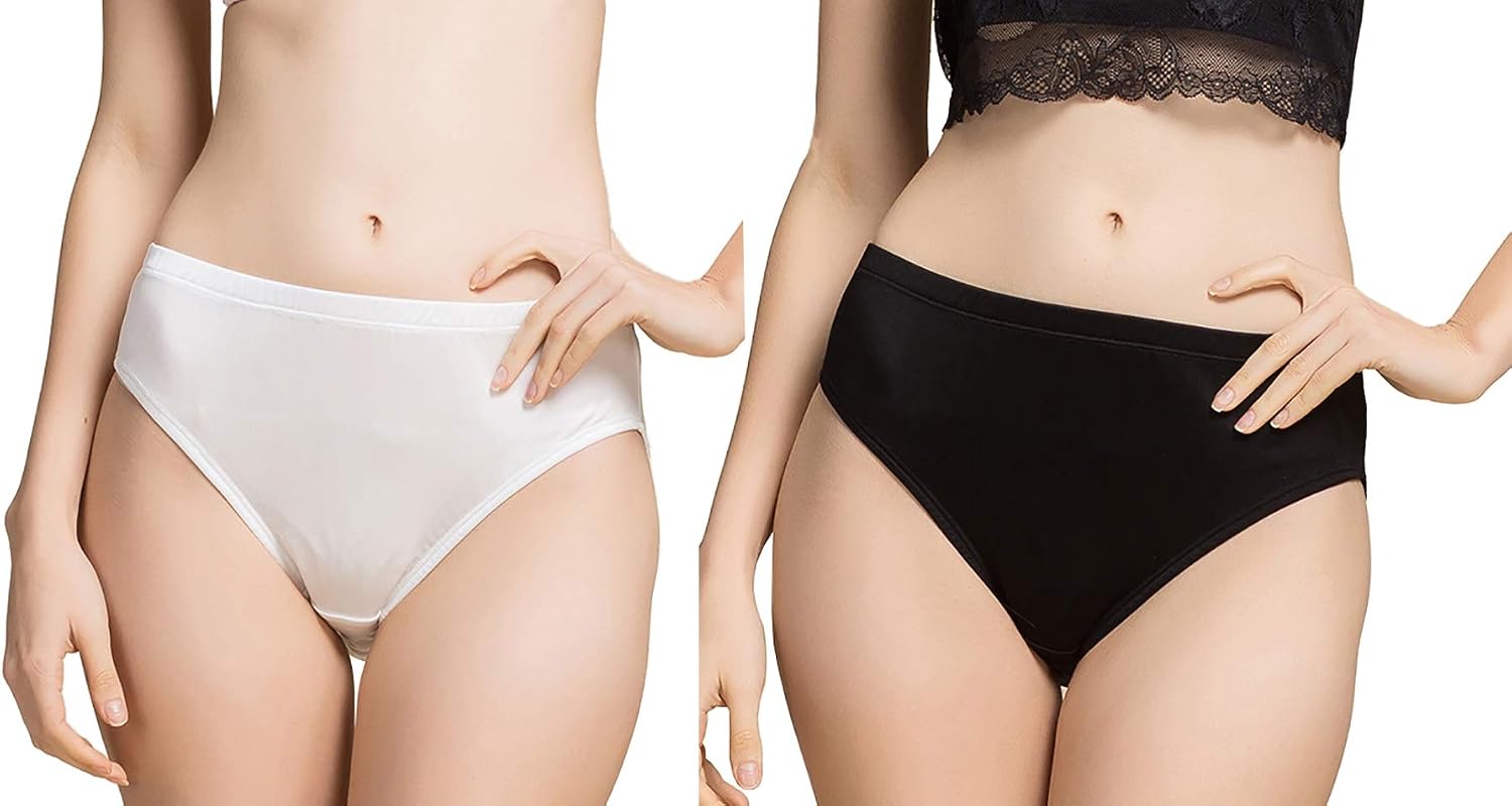 Women 2Pairs Pure Natural Silk Panties Soft Smooth Healthy Bikini Summer Underwear