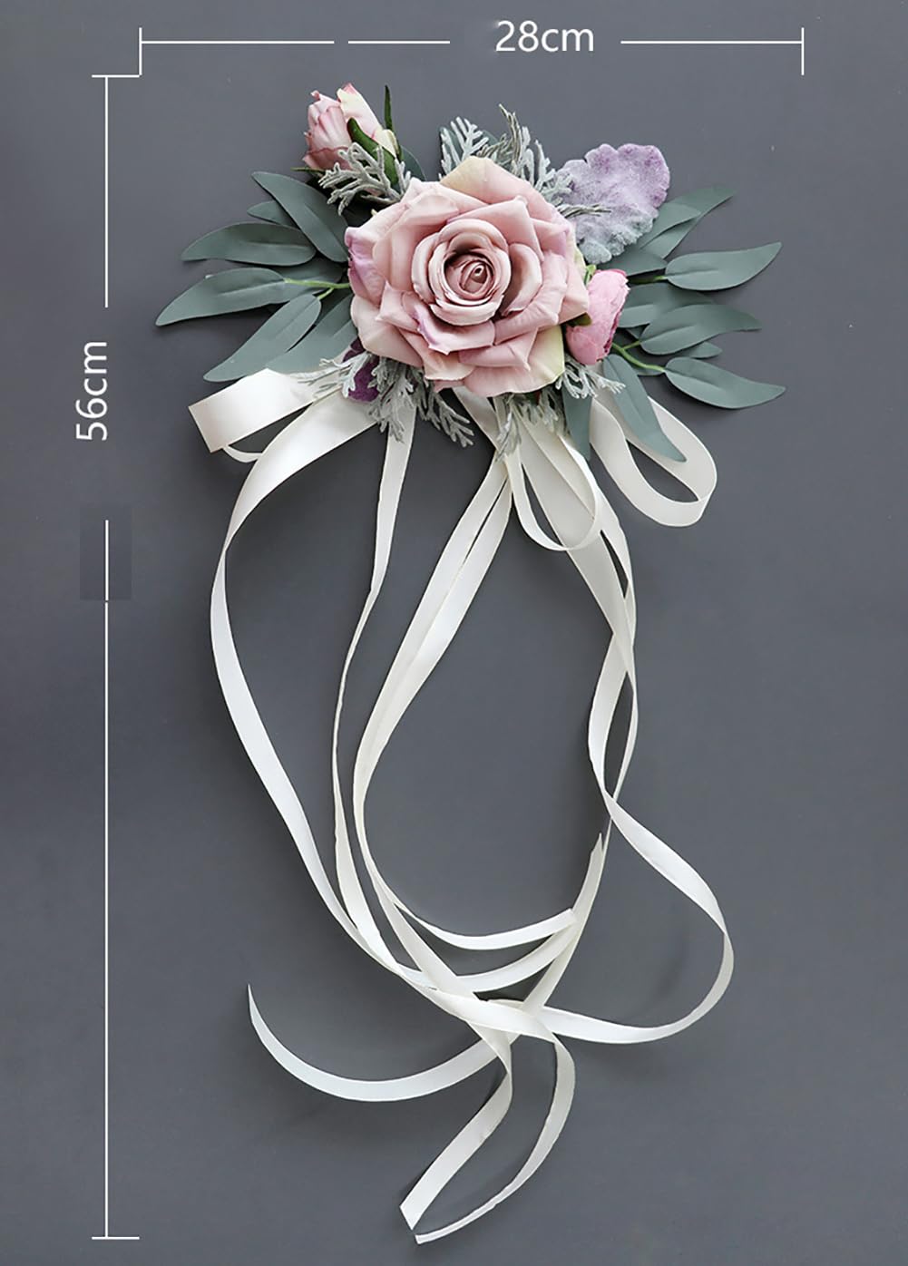 Seidenblume Autoschmuck Hochzeit Auto Car Türgriffleiste Rückspiegel Motorhaube Dekoschleife Autoschleifen Vintage Hochzeits Künstliche Blume mit Saugnäpfen Hochzeitsauto-Deko Cremeweiß 6 Stück