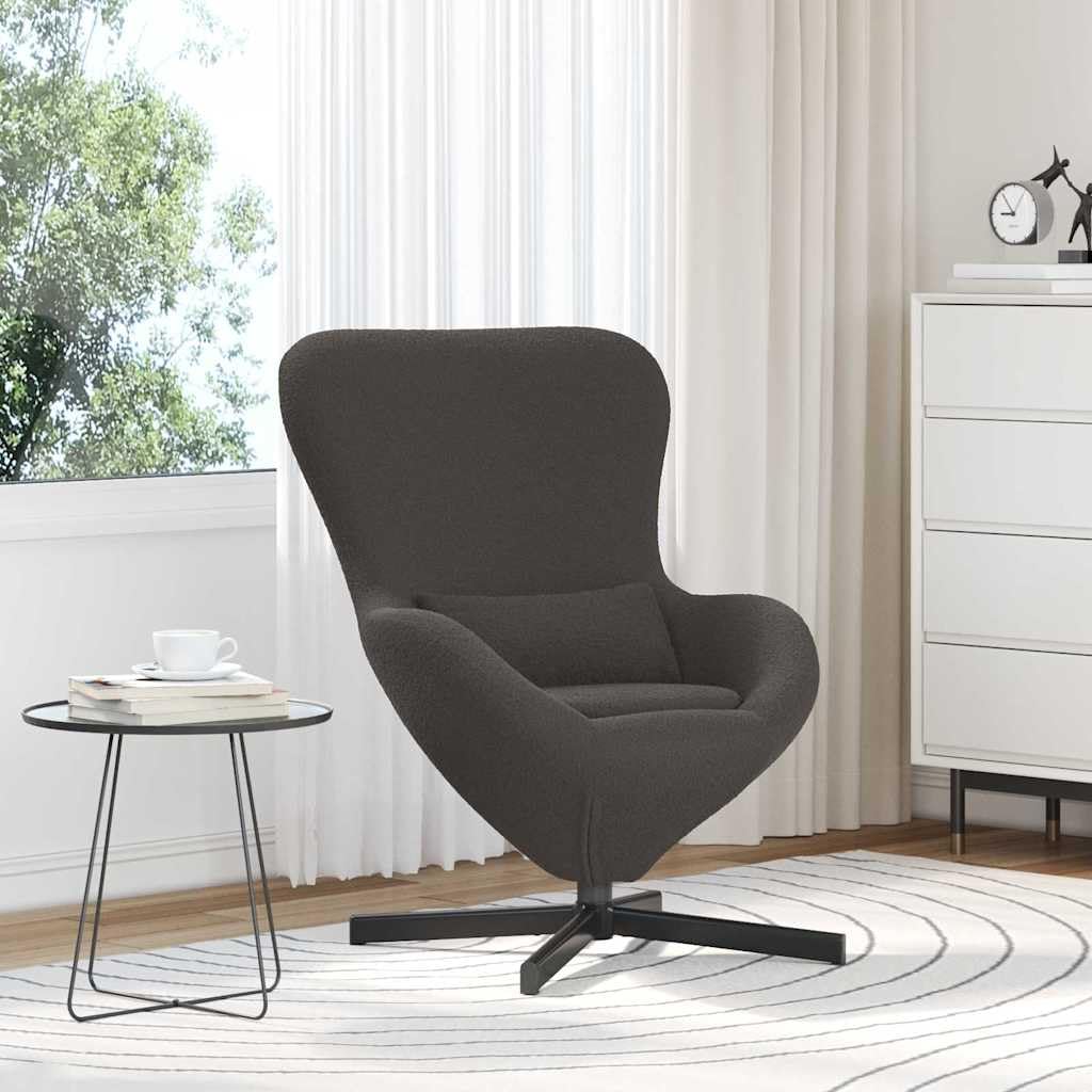 Poltrona per uovo grigio scuro, 63 x 73 x 90 cm, in tessuto, girevole a 360°, per soggiorno, camera da letto, accogliente, telaio in metallo
