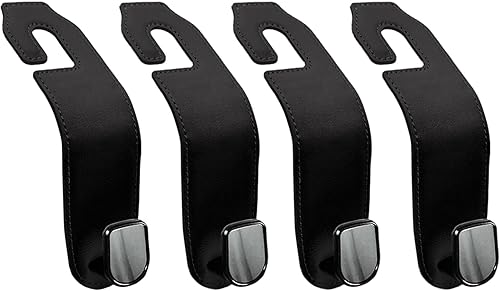 Miniatura 7 de Teoenix Gancho para reposacabezas de asiento de automóvil, paquete de 4 ganchos de cuero para bolsos y bolsas, para accesorios de organización de