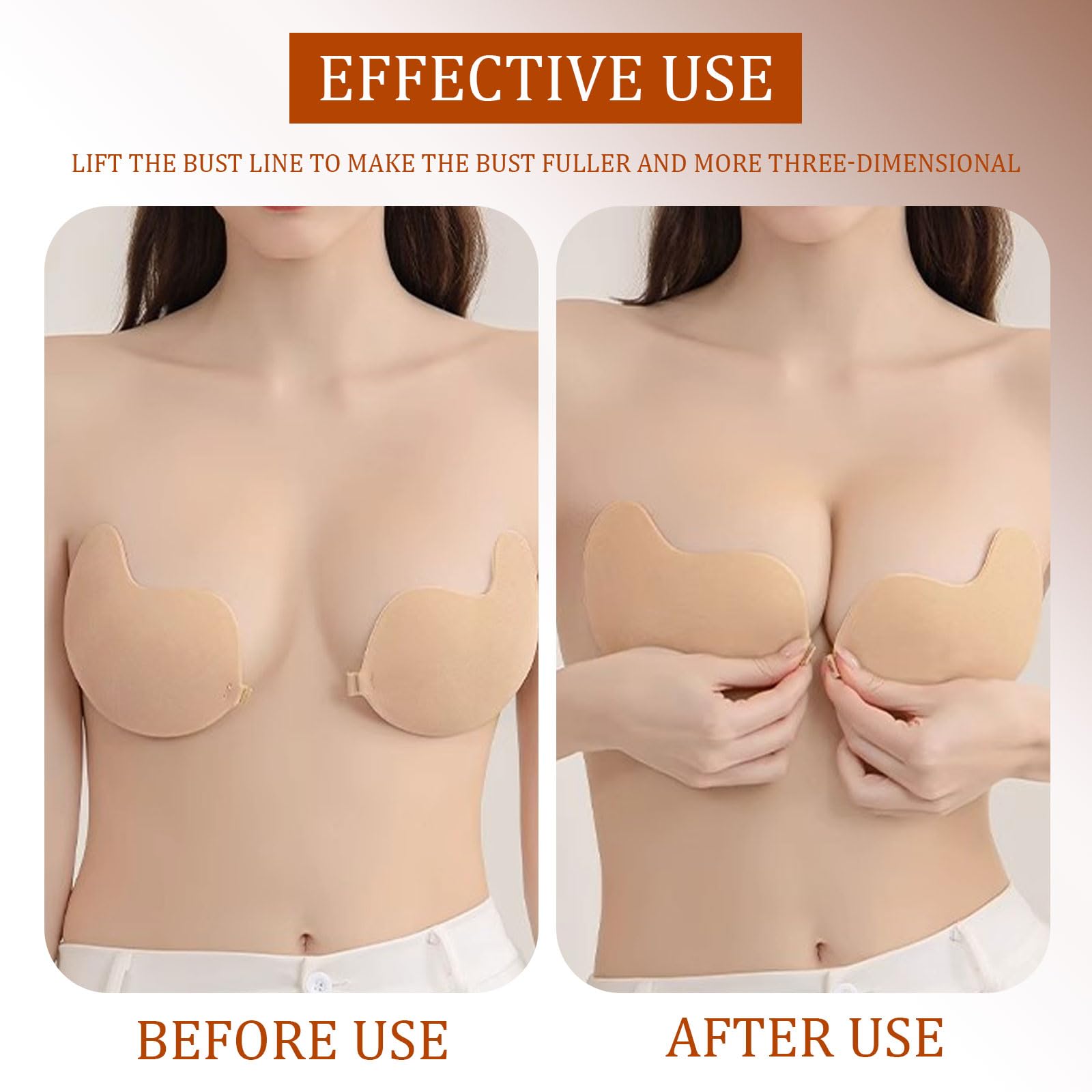 Soutien-Gorge Adhésif Push Up Ensemble, sans Bretelles, avec Adhésives Double Face et Cache-Tétons