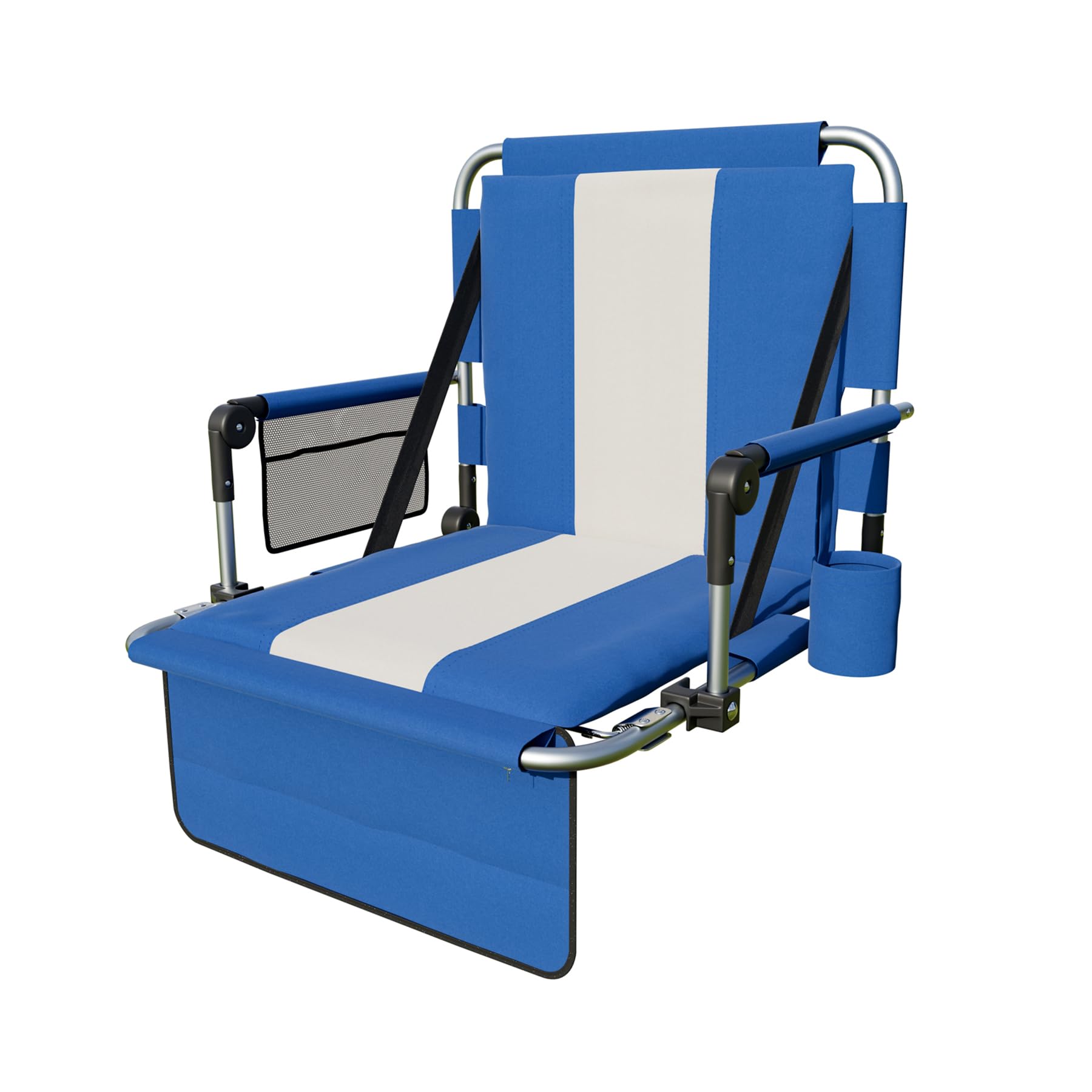 Folding Stadium Seat with Back & Cushion, Portable Stadium Chair with Cup Holder, Mesh Bag and Hide Hook,Bleacher Chair with Sturdy Frame for Sport Event, Beach,Concert