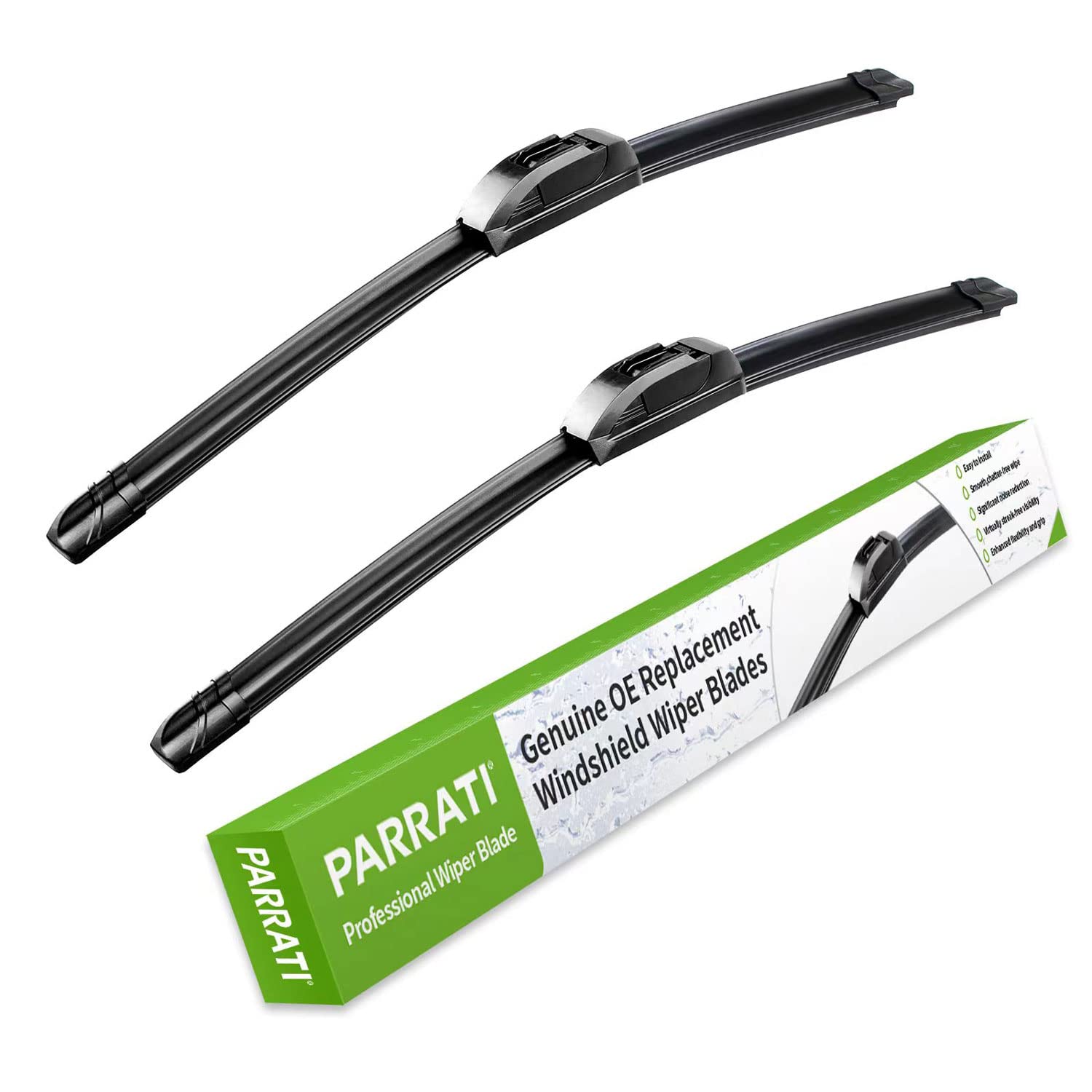 PARRATI® High Performance Premium All-Season Automotive Replacement Windshield Wiper Blades, Easy DIY Install & Superior Road Visibility, Durable Stable And Quiet 15"+15" (Set of 2)