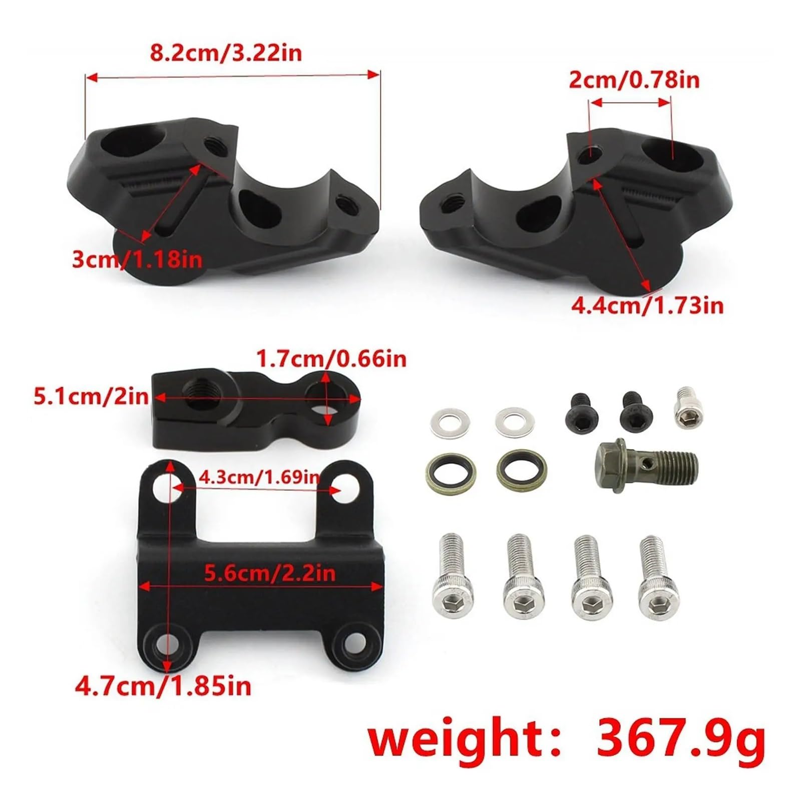 Kit Morsetto Per Montaggio Riser Manubrio Moto Riser Regolabili Booster In Lega Di Alluminio Nero Per Manubri Da 22 Mm manubrio Riser