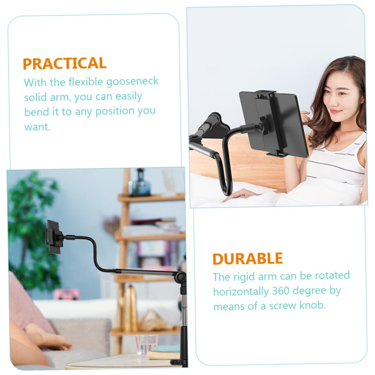 Operitacx Soporte para Teléfono para Cama Brazo Flexible y Abrazadera 0-75mm Soporte de Teléfono para Escritorio
