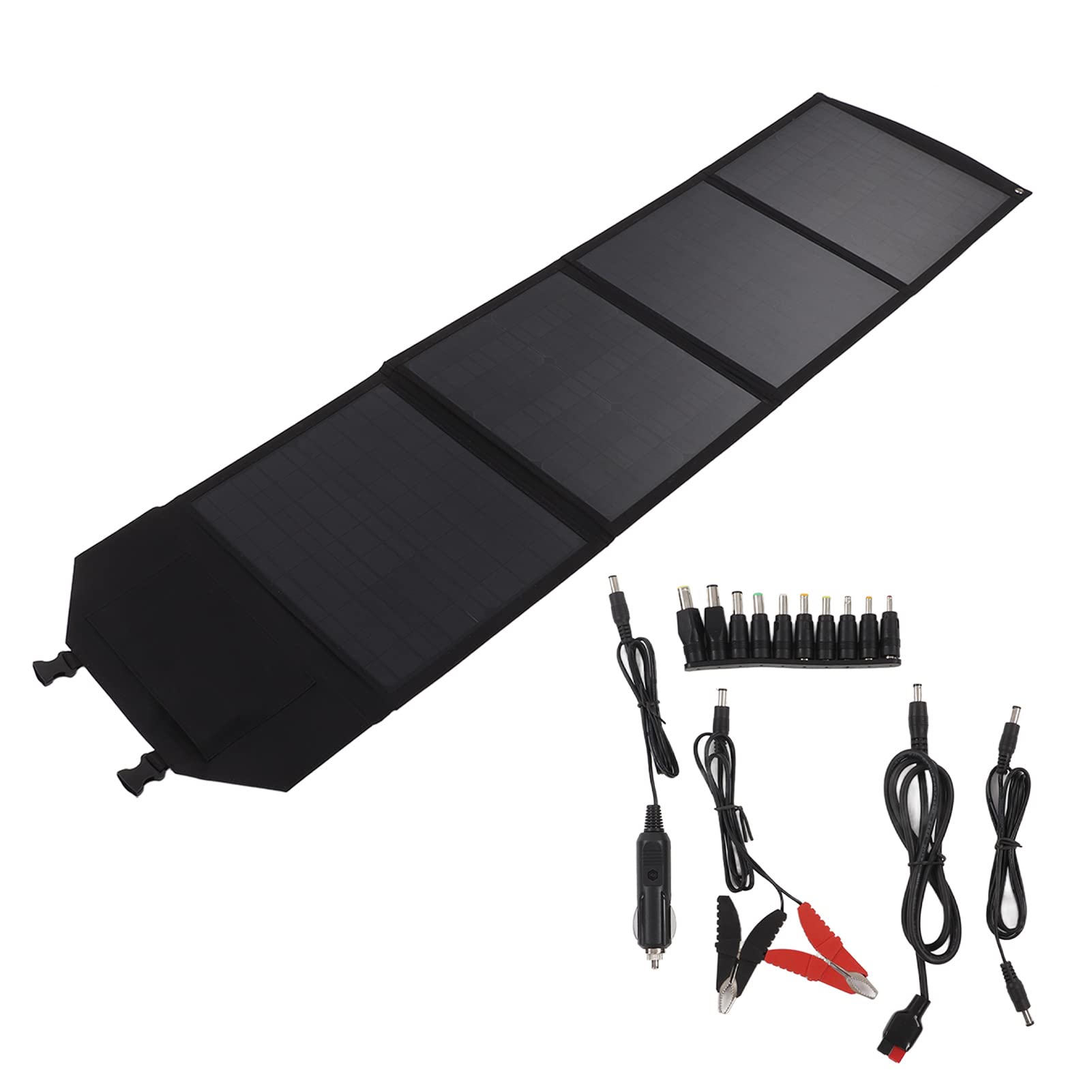 Składana torba na panel słoneczny 80 W z przyłączem DC i 2 wyjściami USB, przenośna ładowarka solarna do szybkiego ładowania do telefonów komórkowych, tabletów, laptopów