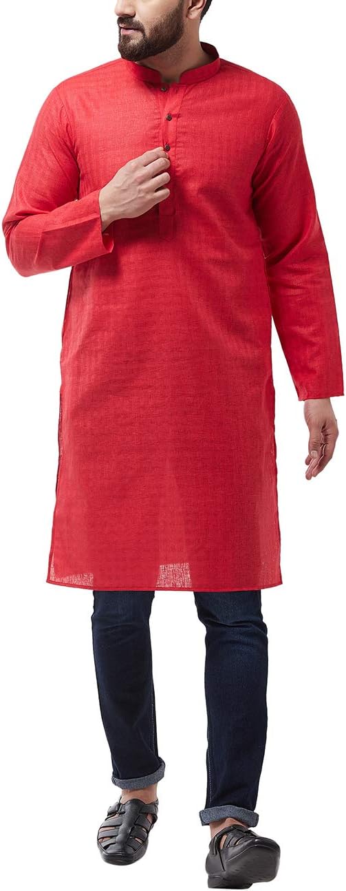 Sojanya (Since 1958 Men'S Cotton Blend Woven Design Only Long Kurta