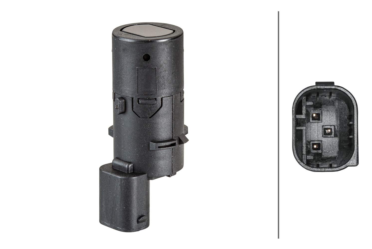 HELLA 6PX 358 141-241 Sensor, auxiliar de aparcamiento - en forma de ángulo - 3polos - enchufado - barnizable