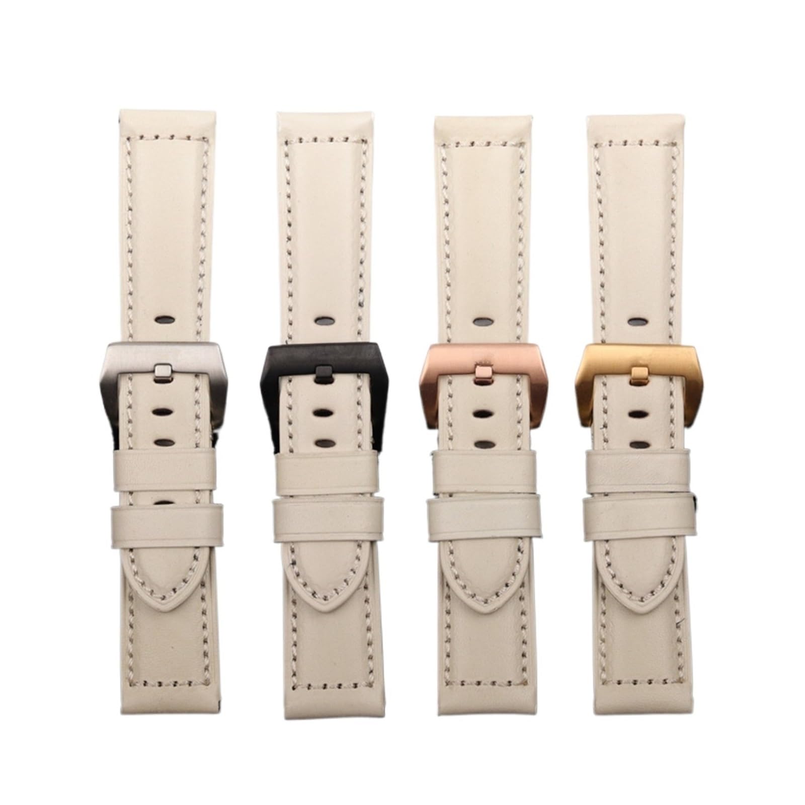 Run Ken Bracelet de montre beige 22 mm 24 mm en cuir véritable de remplacement compatible avec les bracelets