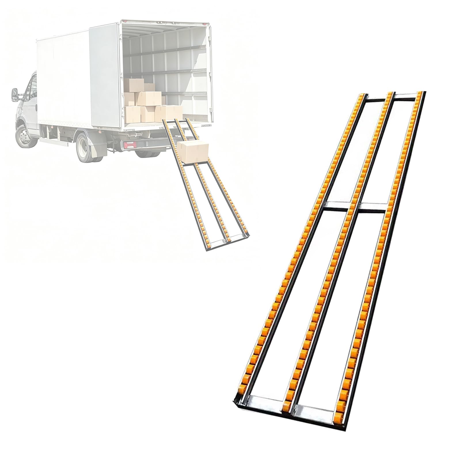 HJZALMI Transportador de rodillos por gravedad, amarillo, 35x100cm | con rodillos de plástico ABS y estructura de acero inoxidable, ideal para talleres, almacenes y manipulación de mercancías