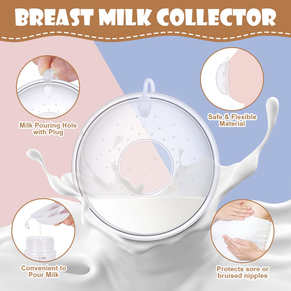 Aolso Coques collectrices de lait Coupelles recueil-lait Milk Collection Shells Recueille les fuites pendant la tétée, Sans BPA Plus de lait gaspillé ou de coussinets d'allaitement gaspillés, lot de 2