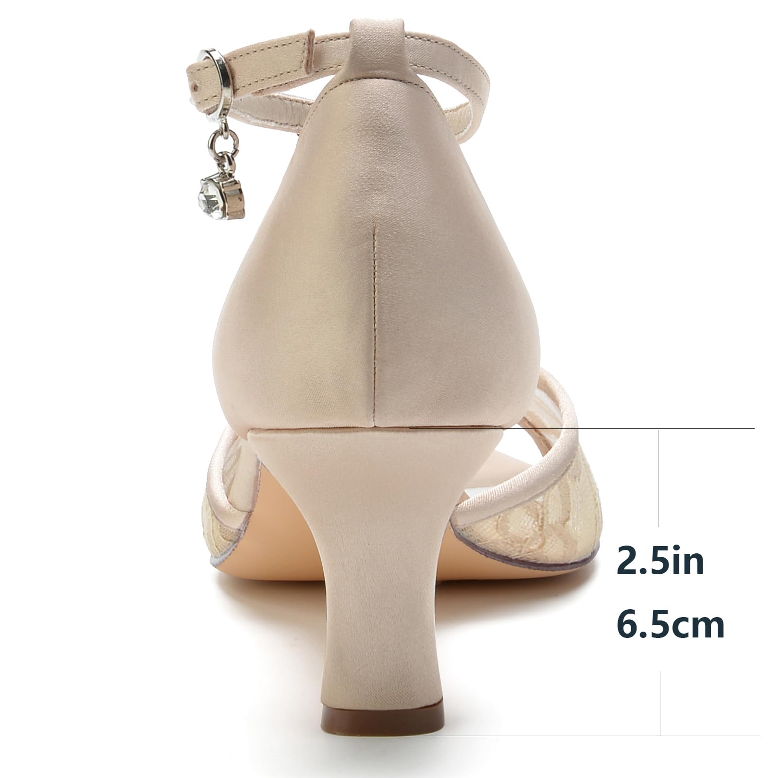 Sandali Donna in Pizzo: Scarpe da Sposa in Raso, Mesh Floreale, Tacco 6,5 cm, Sandalo Slingback per Matrimonio e Party