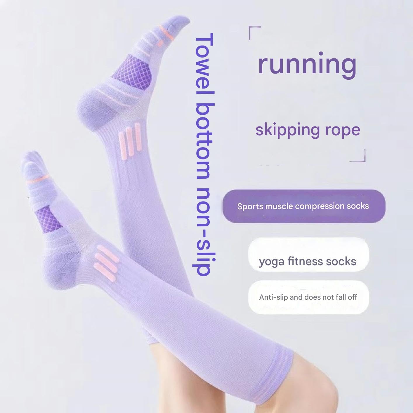 Męskie skarpety długie rurki kompresyjne skarpety kompresyjne na mięśnie Skipping Rope Pressure skarpety sportowe do biegania joga ręcznik Bottom Thickened Socks 2-pak - czarne