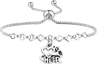 Girls Cheerleading Bracelet Love to Cheer Charm Adjustable Slide Bracelet Cheer Team Spirit Cheer Jewelry Cheer Coach Cheerleader Girl Gift