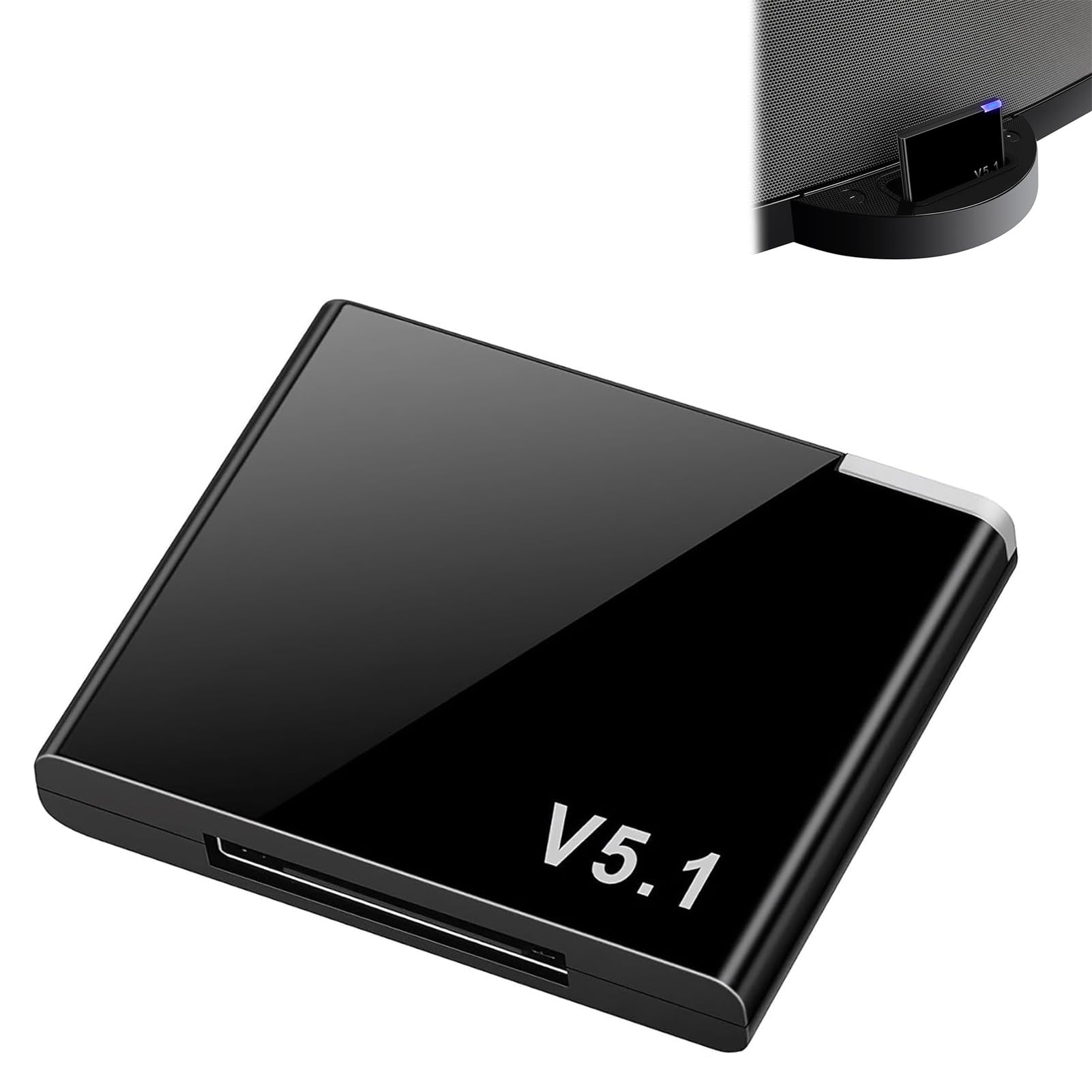 Edksegjcsous 30 Pin Bluetooth 5.1 Adapter Receiver, Wireless Portable Mini Audio Music Receiver, Compatible with Bose SoundDock and Other 30 Pin Speakers, Black