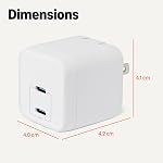 Amazon Basics Fast Charging USB C Nano GaN Wall Charger, 35W 2-Port for Tablets Phones, White