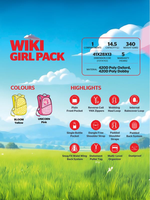 Image of Wiki Stylish Unisex Backpack | Girl Pack Durable & Lightweight backpack for Men & Women | Laptop Backpack for Office, Gym, Travel (14.5 Litre, Pink)