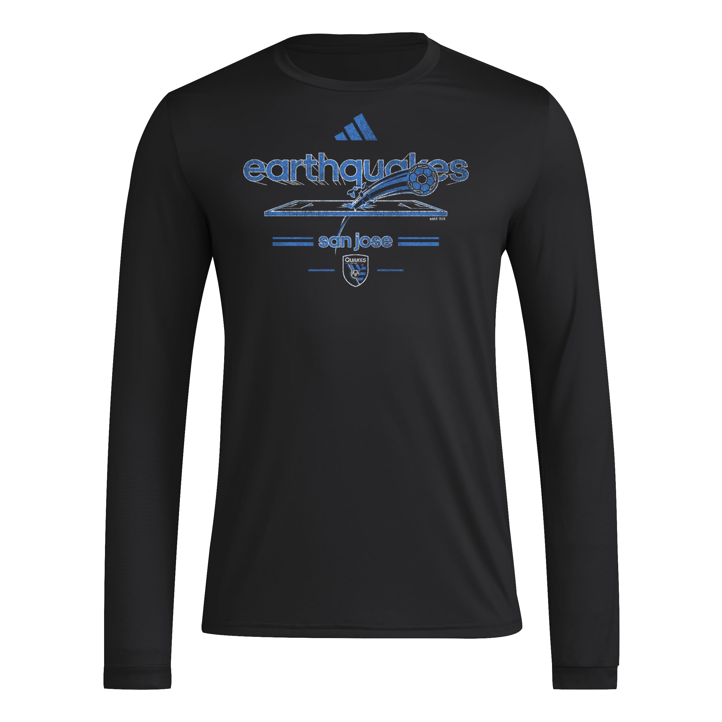 Adidas Men's Black/San Jose Earthquakes Pre-Game Long Sleeve T-Shirt