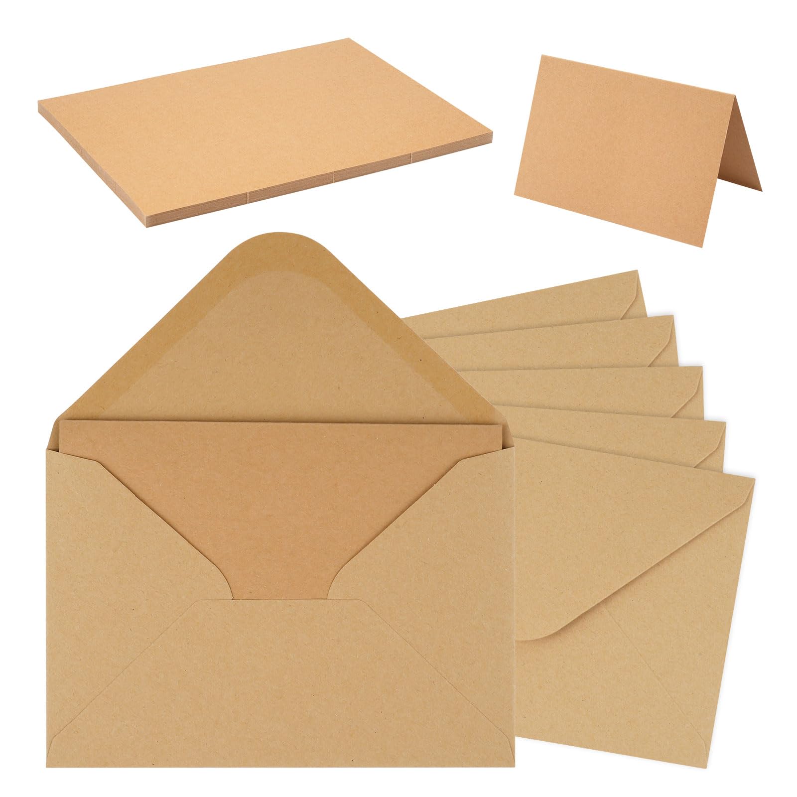 50 Blank Cards and Envelopes, Brown, 11 x 16 cm