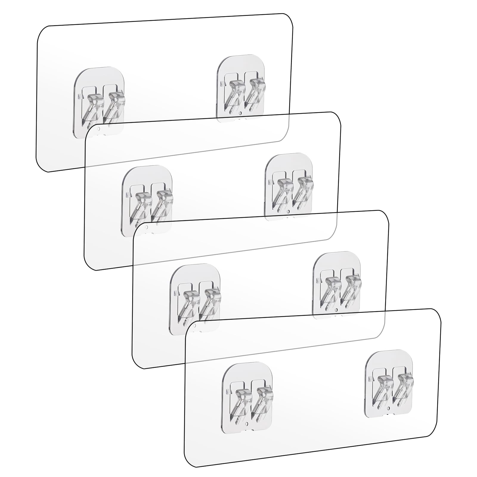 cobee 8 Pcs Shower Caddy Adhesive Replacement Shower Adhesive Hooks Wall Hooks Transparent Strong Adhesive Hooks No Drilling