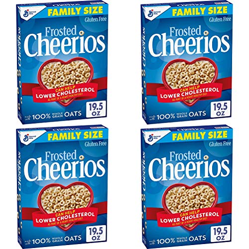 Frosted Cheerios Cereal, Cereal with Oats, Gluten Free, 19.5 oz Pack of 4
