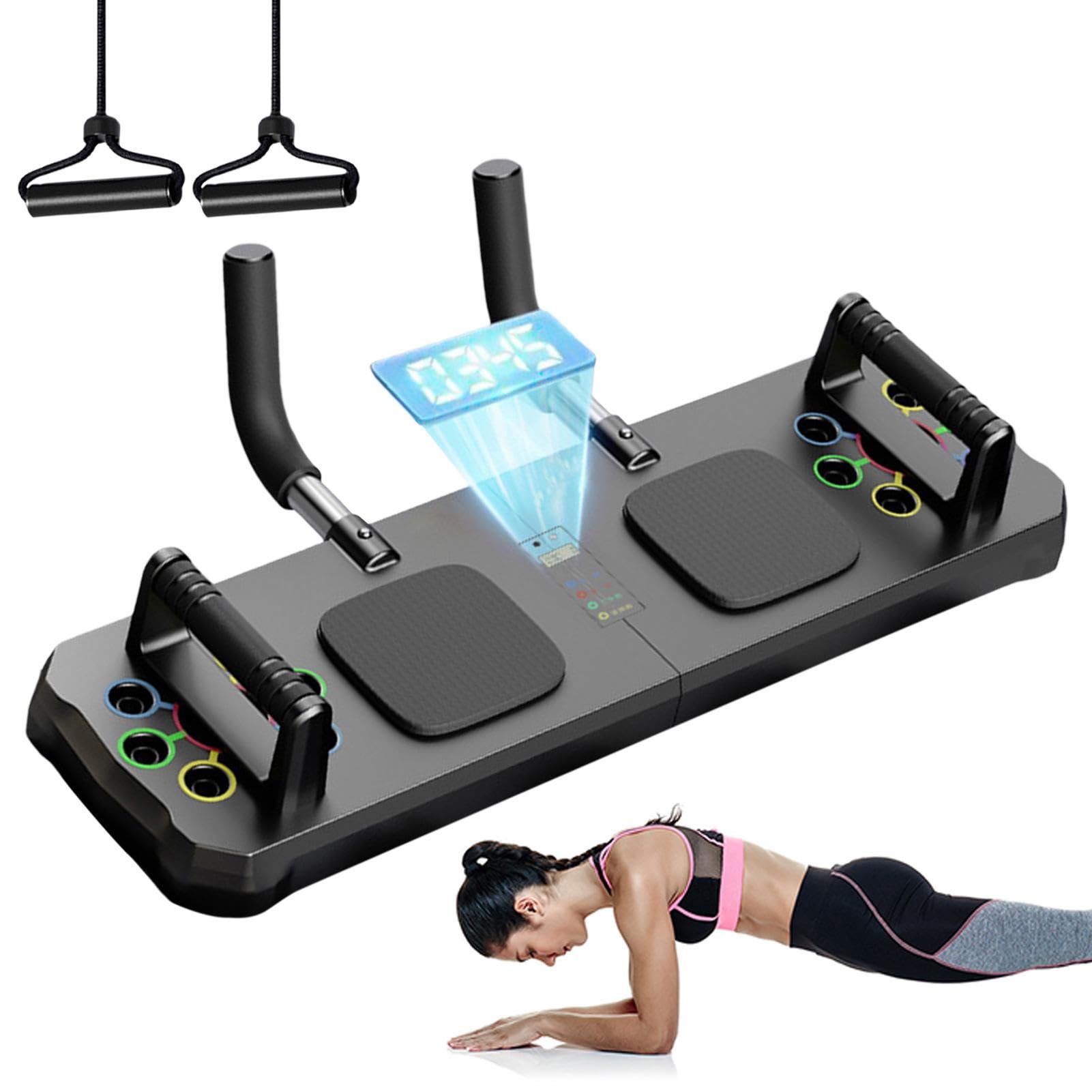 Planche d'entraînement à domicile | Planche de pompes musculaires avec minuteur – Planche de pompes professionnelles réglables, planche antidérapante pour entraînement physique complet du corps Zorq