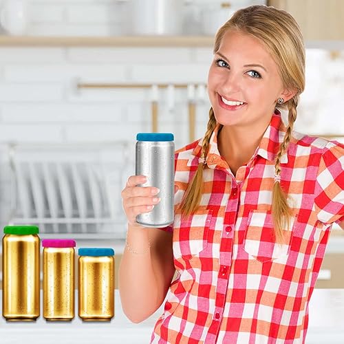 Miniatura 9 de Tapas para latas de soda, paquete de 6 fundas de silicona reutilizables sin BPA, tapón o protector para refrescos, cerveza, bebidas, jugo,