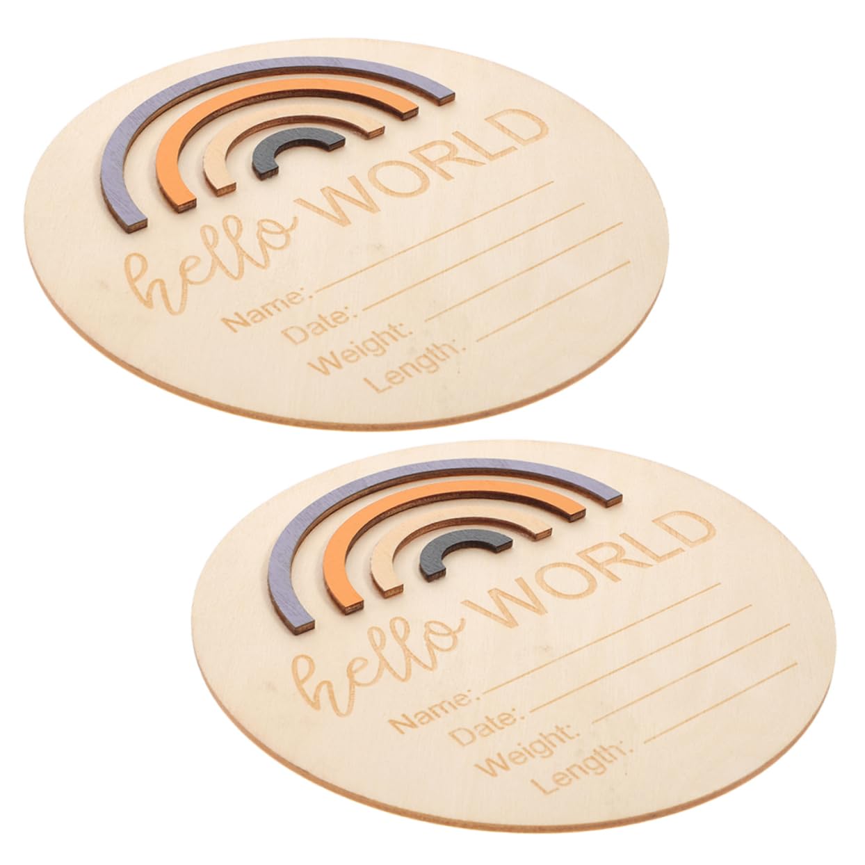 HEMOTON Newborn Birth Announcement Sign Plate 2pcs Wooden Baby Announcement Name Sign Rainbow Design for Baby's Room