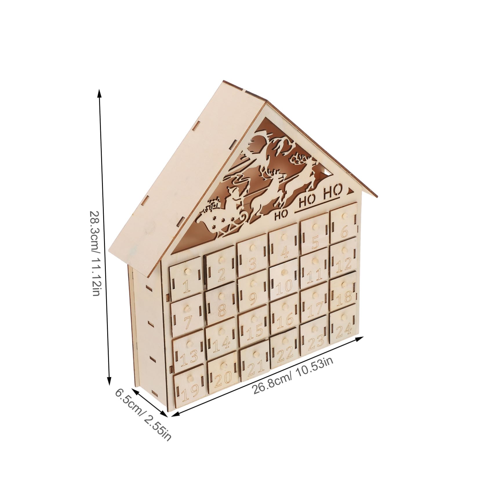 POPETPOP Calendario de Adviento de Madera LED Iluminado Reutilizable Decoración Navideña de Mesa Rústica Regresiva Navidad