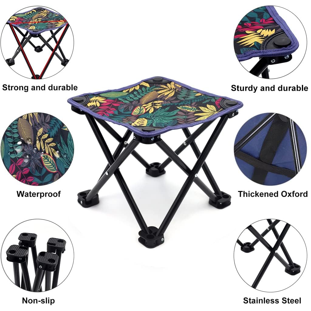 CLUBX Mini Portable Folding Stool,Folding Camping Chair,Mini Camp Chair, Fishing Stool for Adults Fishing Hiking Gardening and Beach with Carry Bag 1