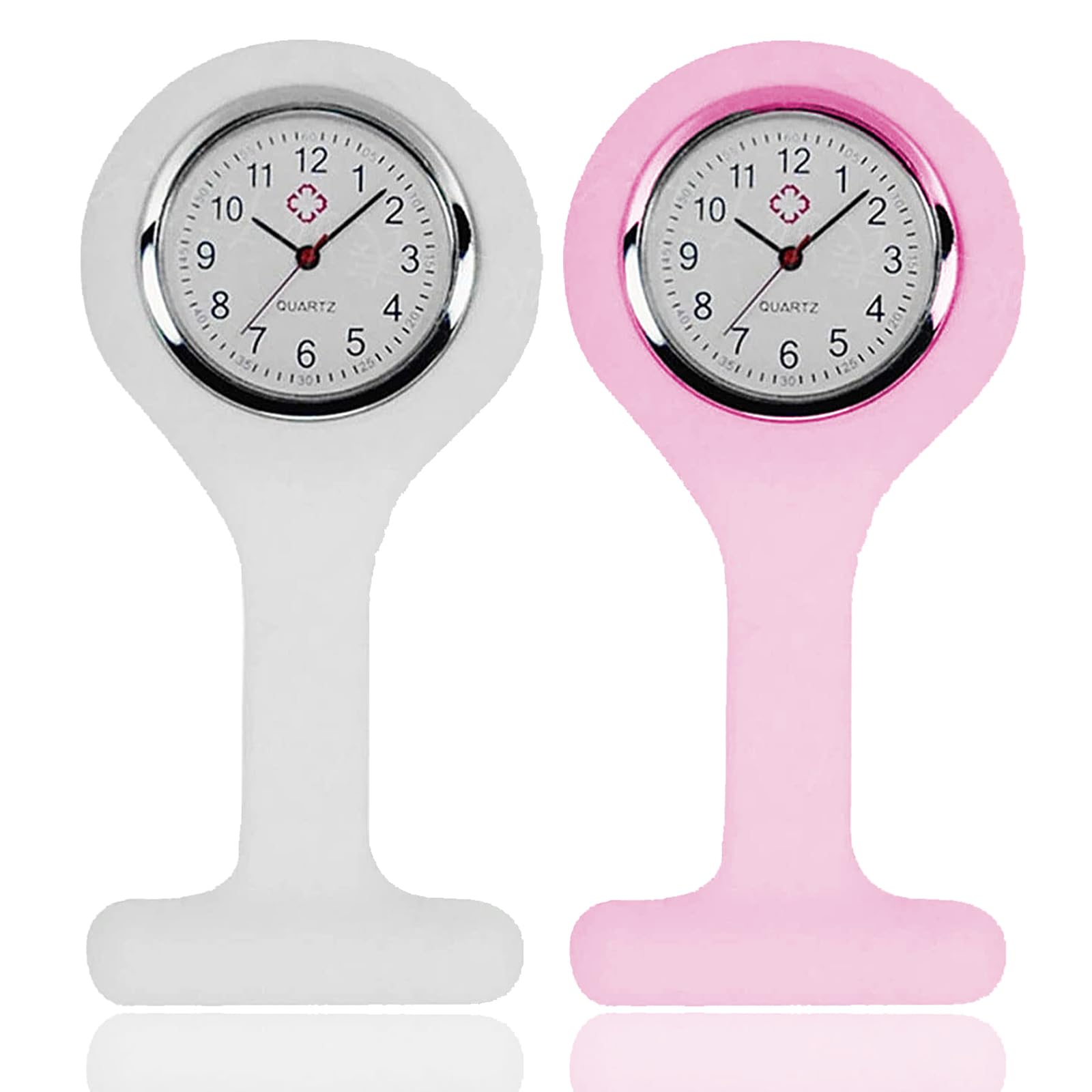 2 Pcs Nurses Watch, Pocket Clock with Pin Fob Watch Easy to Carry Fob Watches for Health Care, Doctor, Paramedic